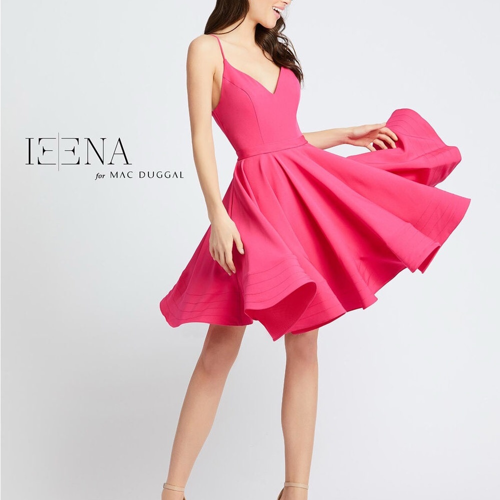 Mac Duggal Fuchsia Flare Mini Dress